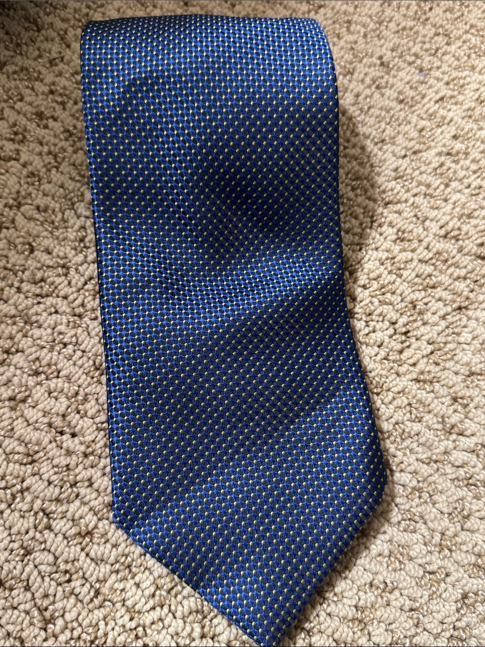 Navy Blue Tie with Gold Micro-Dot Pattern